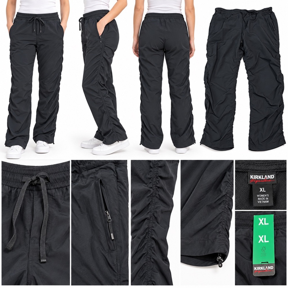 Kirkland Signature Black Ruched Drawstring Joggers